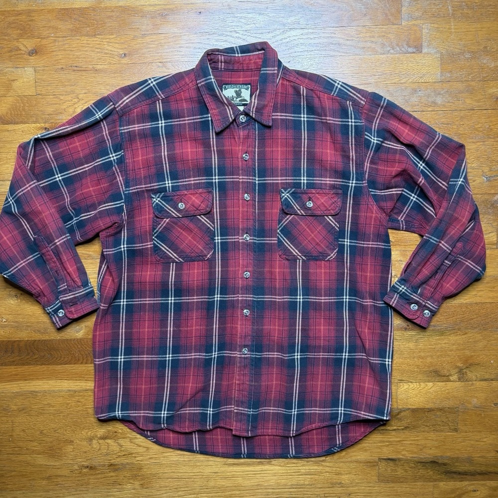 Field & Stream Mens Heavy Flannel Shirt XL Red Plaid Thick Cotton Long Sleeve
